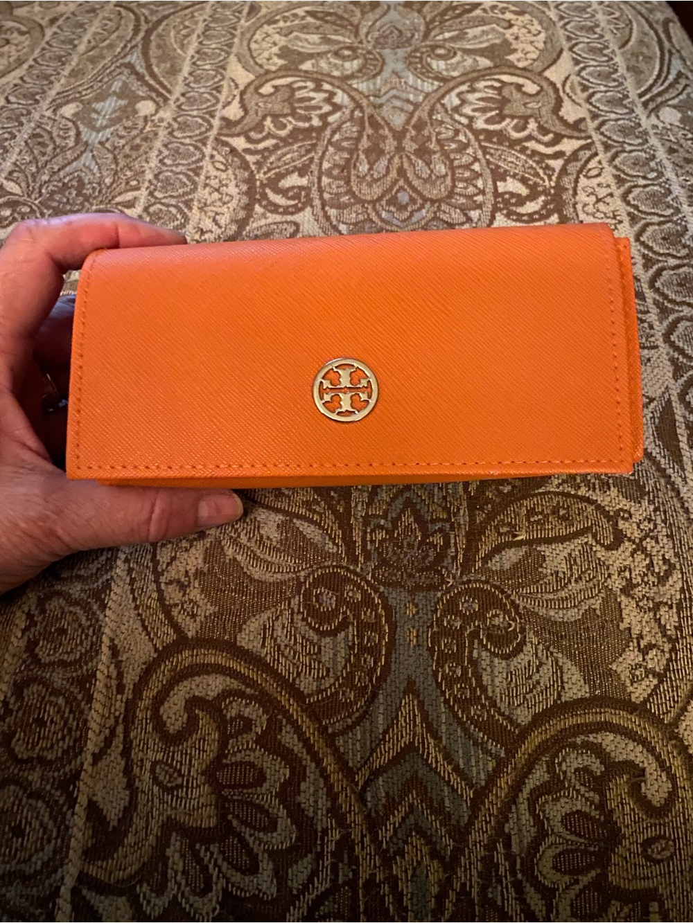 Tory Burch Orange Leather glass case